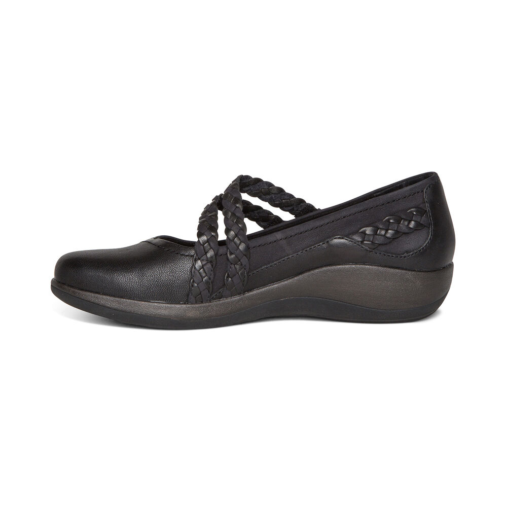 Aetrex Women's Annie Mary Jane Dress Shoes - Black | USA TEXO5PG